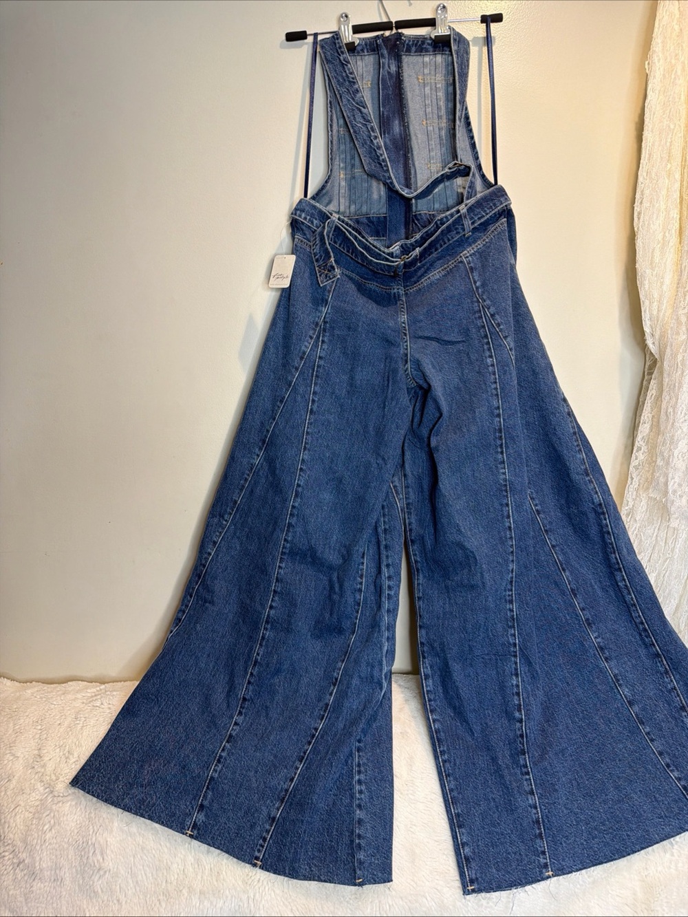 We The Free People Vista Apron Wide Leg Godet Halter Seamed Jumpsuit 28 - Picture 7 of 10